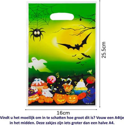 10x Uitdeelzakjes Halloween 16 x 25.5 cm - Cellofaan Plastic Traktatie Kado Zakjes - Snoepzakjes - Koekzakjes - Koekje - Cookie Bags - Pumpkins - Pompoenen - bats - vleermuizen - Spook - Griezel - Cupcakes