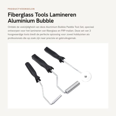 Dailygoods- Lamineerroller Set - Aluminium Legering - 3 Stuks - Voor FRP Mallen - Totale Lengte 31 cm - Rollenkop 50mm/75mm - Lichtgewicht 32 g - Lamineergereedschap