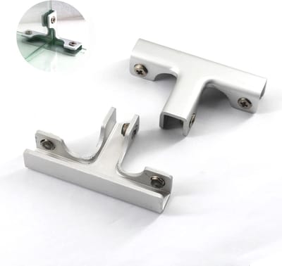 SnelShoppen - T-Shape Glass Clamp Aluminium Glassteun Beugel Voor 6-10mm Glasdikte Met Schroeven (Set Van 2)