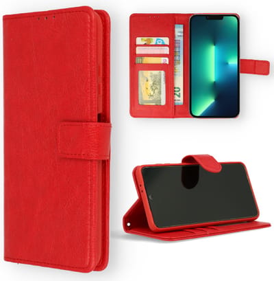 Casemania Hoesje Geschikt voor Apple iPhone 14 Rood - Portemonnee Book Case - Kaarthouder & Magneetlipje