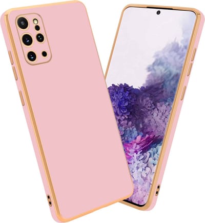 Cadorabo Hoesje geschikt voor Samsung Galaxy S20 PLUS in Glossy Roze - Goud - Beschermhoes Case Cover van flexibel TPU-silicone en met camerabescherming