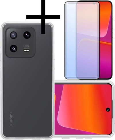 Hoesje - Met Screenprotector - Geschikt voor Xiaomi 13 Pro - Sterk & Shockproof - Back Cover - Siliconen Case - Telefoon Hoes - Transparant