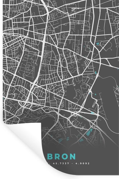 Muurstickers - Sticker Folie - Bron - Plattegrond - Kaart - Frankrijk - Stadskaart - 20x30 cm - Plakfolie - Muurstickers Kinderkamer - Zelfklevend Behang - Zelfklevend behangpapier - Stickerfolie