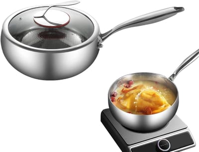 Wokpan Diepe pan - Titanium koekenpan - Snel koken - Roestvrij staal - 24-28cm - Meerkleurig