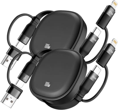 5-in-1 Oplaadkabel 100W Retractable USB C - Snelle Oplaad- en Gegevensoverdrachtkabel