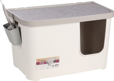 Kattenbak – Flamingo Barik – kattentoilet met deksel en schep – hoge rand – kunststof – wit – 76x45x45 cm – Europese kwaliteit