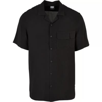 Urban Classics - Viscose Camp Overhemd - S - Zwart