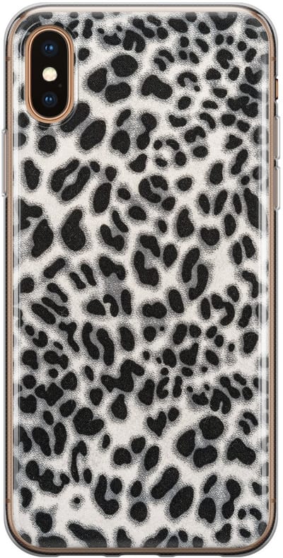 Leuke Telefoonhoesjes - Geschikt voor iPhone Xs Max - Luipaard grijs - Soft case - TPU - Grijs