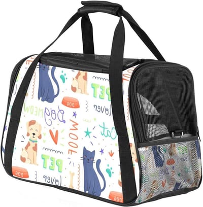 Reisdraagtas Huisdier - Draagtas Hond Kat - Veilig Reizen - Luchtvaartmaatschappij Goedgekeurd - 43x25x30 cm - Meerkleurig