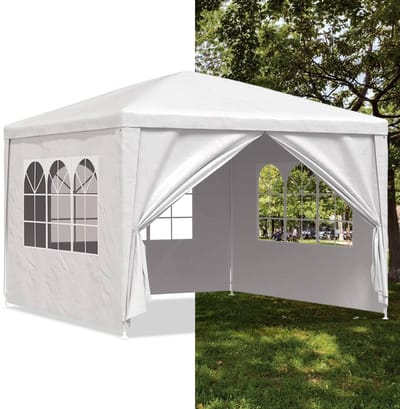 Partytent - 3x3 m - Zijwanden - Easy Up - Paviljoen - Opvouwbaar - Waterdicht - Weerbestendig- Wit