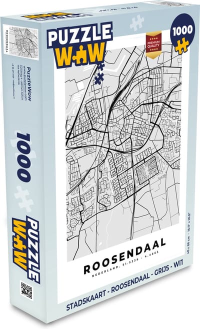 Puzzel Stadskaart - Roosendaal - Grijs - Wit - Legpuzzel - Puzzel 1000 stukjes volwassenen - Plattegrond