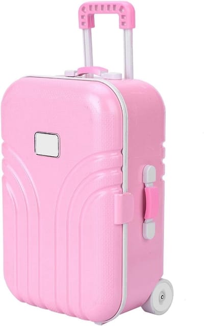 Poppenkoffer Speelgoed - Mini reiskoffer - Poppen meenemen - Gladde afgeronde delen - 15.5 x 10.5 x 7 cm - Roze