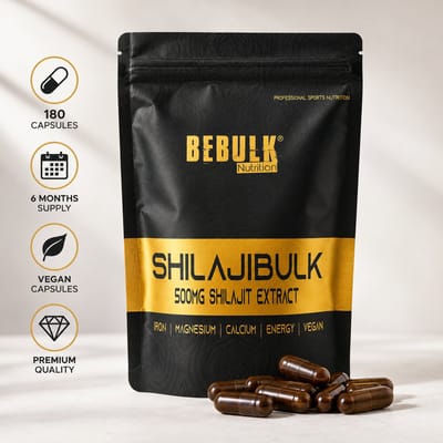 BeBulk Nutrition - ShilajiBulk - Shilajit 500mg - 180 Capsules voor 6 maanden - Vegan - Libido - Stress - Energie - Testosterone - Zonder onnodige toevoegingen - Past Door Brievenbus - Hoge Kwaliteit - Geproduceerd in Nederland