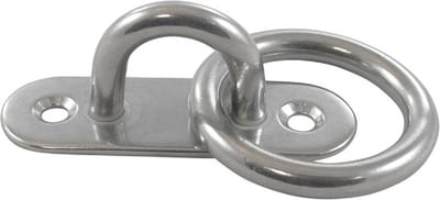 RVS Bevestigingsplaat met ring en langwerpige grondplaat - 45x15 mm