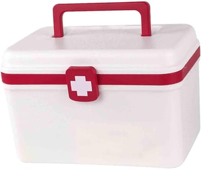 EHBO Opbergdoos - Medische Koffer - Spullen Organiseren - Dubbele Laag - 28x18x18 cm - Wit