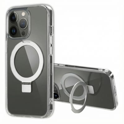 Accezz Hoesje - Geschikt voor Apple iPhone 13 Pro Max - Ring Stand Backcover geschikt voor MagSafe - Transparant