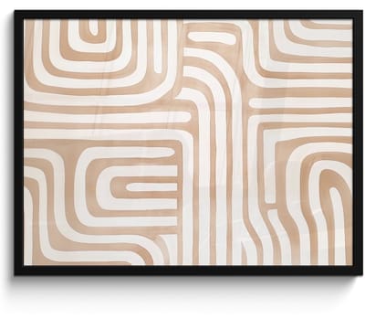 Poster in lijst - Fotolijst 70x50 cm - Posters - Aardetinten - Labyrintpatroon - Posterlijst zwart - Decoratie - Wanddecoratie woonkamer - Muurdecoratie slaapkamer