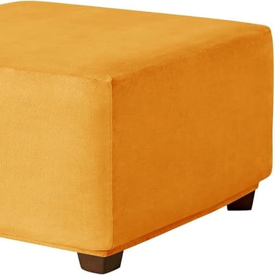 Hoes Vierkante Poef en Voetenbank (35-110 cm) - Zacht Velvet & Stretchy