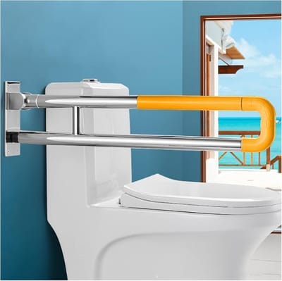 Badkamer handgrepen - Toilet ondersteuning - Veilig douchen - Opklapbaar ontwerp - 60 cm - Geel