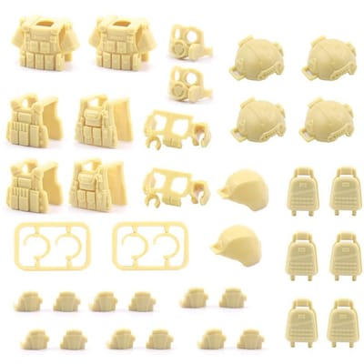 Militaire Uitrusting Wapen Vest SWAT Soldaat MOC Mini Actiefiguren Accessoires Leger Componenten Bouwsteen Bakstenen Speelgoed Juguetes geel