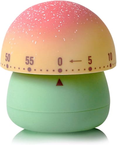 Mechanische keukentimer - Leuke kindertimer in de vorm van een paddenstoel - Opwindbare handmatige afteltimer van 60 minuten - Geschikt voor klaslokalen, thuis, leren en koken - Groene voet