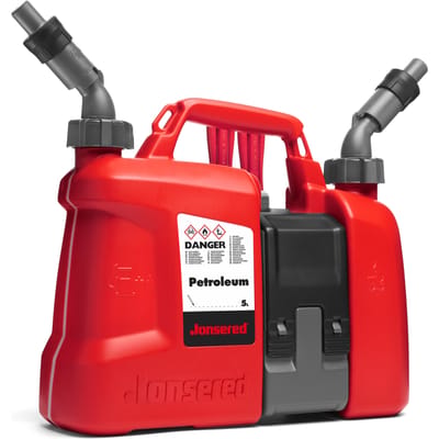 Jonsered Combi-Can 5liter & 2,5liter met snelvullers voor Brandstof en Olie met opslag ruimte