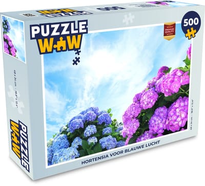 Puzzel Hortensia voor blauwe lucht - Legpuzzel - Puzzel 500 stukjes