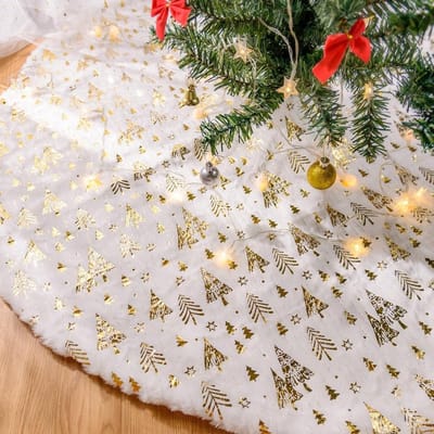 Grote Pluche Patchwork Kerstboomrok van 90 cm - Luxe Nepbont Dekmat voor Kerstmis, Winterse Feestdagen en Binnendecoratie