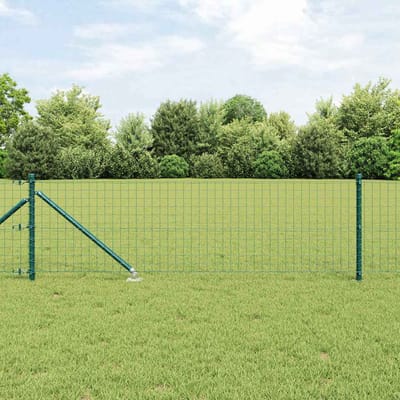 vidaXL - Euro-hek - met - grondpennen - 10 - x - 0,8 - m - PVC-Coated - Staal - Groen - Mesh