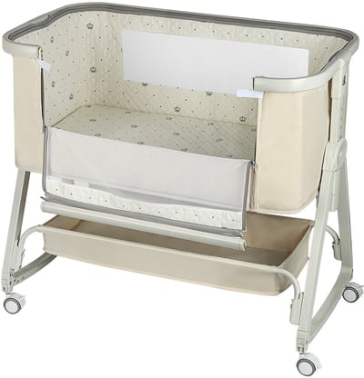 PIPIPOXER-Co-sleeper - Babybedje , 6-traps hoogteverstelling, inclusief matras, beige