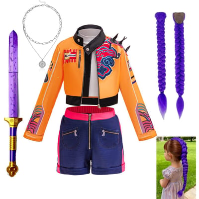 K-pop Jagers Cosplay Rumi Zangeres Hunt'trix Aankleden Meisjes Kostuums Kinderfeest Carnaval Size110(100-110cm) orange