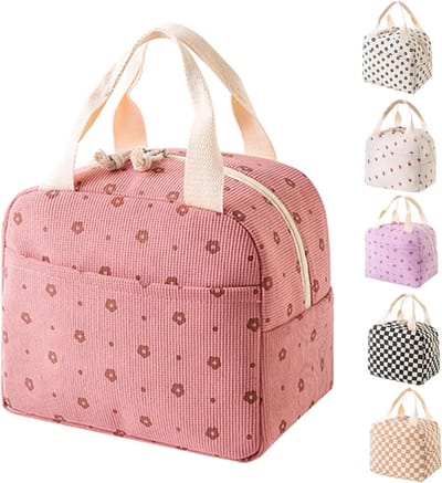 Thijox - Geïsoleerde Lunchtas voor Vrouwen, Corduroy Koeltas, Stijlvolle Boodschappentas, Lunchorganizer voor Volwassenen en Kinderen, Perfect voor Pi