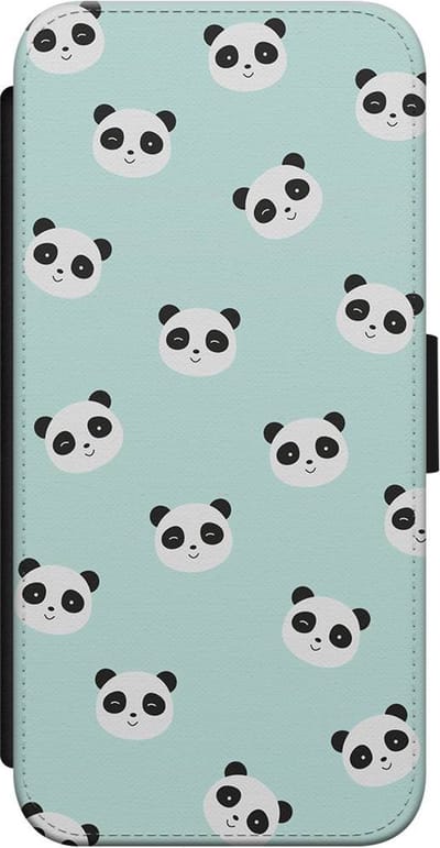 Casimoda® bookcase - Geschikt voor iPhone 8 - Hoesje met pasjeshouder - Panda's - Mint - Kunstleer