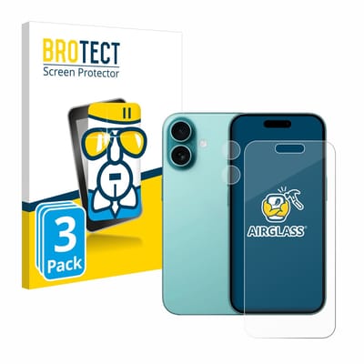 Screenprotector 3 Stuks voor Apple iPhone 16 (Voor+Camera) Beschermglas transparant
