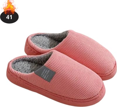 Nivard Warme Pantoffels - Sloffen - Slippers - Dames - Heren - Pluche - Maat 41 - Roze