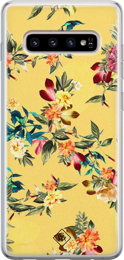 Casimoda® hoesje - Geschikt voor Samsung S10 - Floral Days - Backcover - Siliconen/TPU - Geel