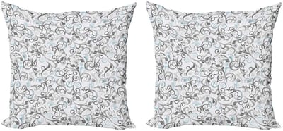 ABAKUHAUS Kussenhoes 2x50x50 cm – Antieke Curls – Grijs Blauw