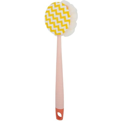 Brosse de bain pour le dos, le corps, la douche, éponge à récurer avec poignée, exfoliante, masseur de peau, brosse de salle de bain exfoliante white