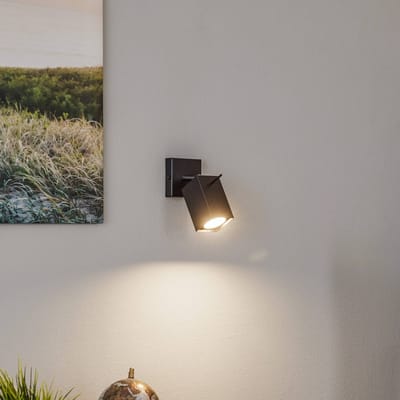 SOLLUX LIGHTING Wandspot Square, zwart, 1-lamp