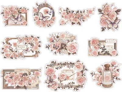Ainy Rose Story PET Stickers 20 stuks voor bullet journal, fotoalbum, laptop, telefoon, waterfles en zelfs als muursticker | knutselen stickervellen voor kinderen en volwassenen