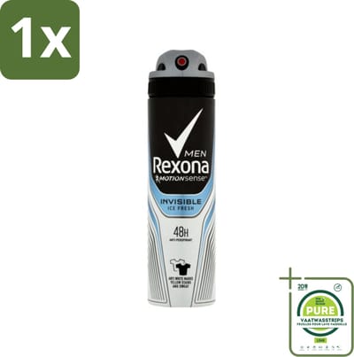 1 x Rexona Men - Invisible Ice Fresh - Deodorant Spray - 150 ml - Deodorant Spray - Zweetbescherming - Lichaamsgeur - Mannelijke Deodorant - Frisheid