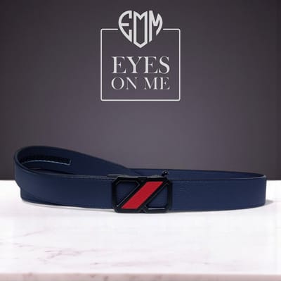 Blauwe 150cm Topgrain leren riem zonder gaatjes met automatische gesp voor heren (Model 8021-R)