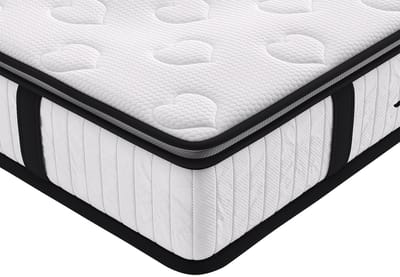 Vente-unique Set 160 x 200 cm bedbodem met opbergruimte wit + matras met pocketveren en ingebouwde dekmatras dikte 28 cm - AMERICAN DREAM van YSMÉE
