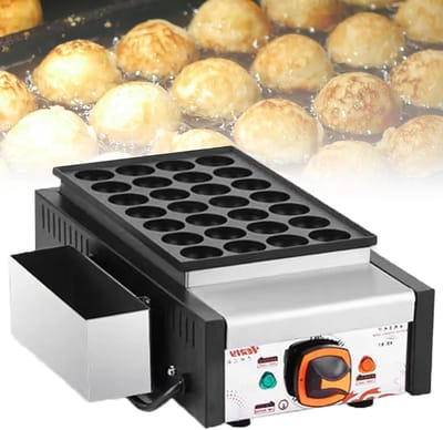 Takoyaki Maker - Octopus Ball Maker - Japanse Snacks Maken - 28 Gaten - 43 x 14 cm - Zilver