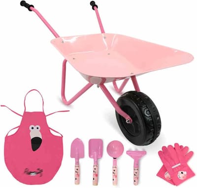 Kruiwagen - Schuifwagen Tuinwagen - Zand Aarde Transport - Volledig Ijzeren Constructie - 73x43cm - Roze