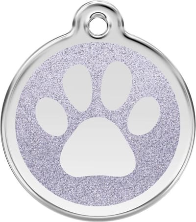Red Dingo Hondenpenning 38 mm pootje glitter zilverkleurig
