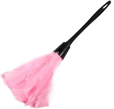 SnelShoppen - Donsvegers Met Handvat - 14" Turkse Dons - Lichtgewicht Schoonmaakgereedschap - Meubels, Auto, Thuis - Roze