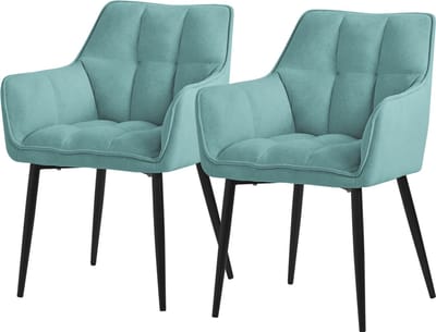 Set van 2 petrol eetkamerstoelen in badstof met dik gestoffeerde zitting ML design