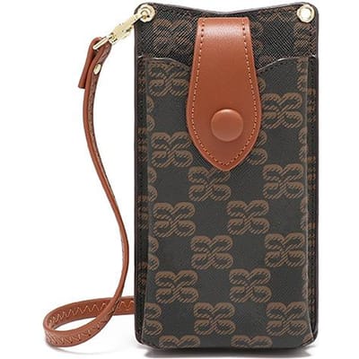 Trendy bedrukte verticale telefoonhoes, modieus en veelzijdig, klein muntzakje, lichtgewicht single-shoulder crossbody kaarthoes brown