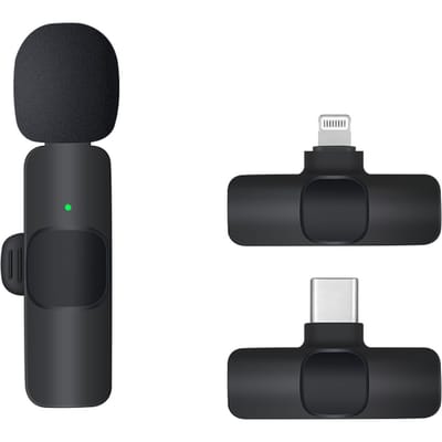 K9 microfoon - Iphone - draadloos - live - interview - Lighting - Zwart